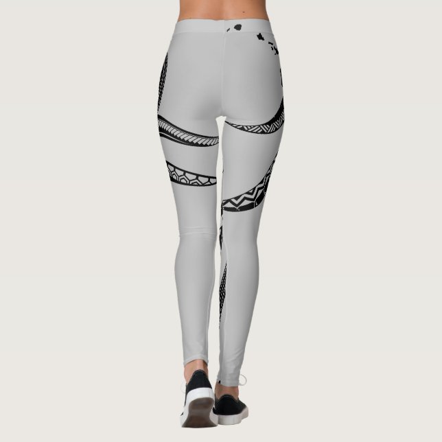 OCTOPUS POLYNESIAN TRIBAL HAWAII ISLANDS Blk Leggings (Rückseite)