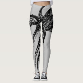 OCTOPUS POLYNESIAN TRIBAL HAWAII ISLANDS Blk Leggings