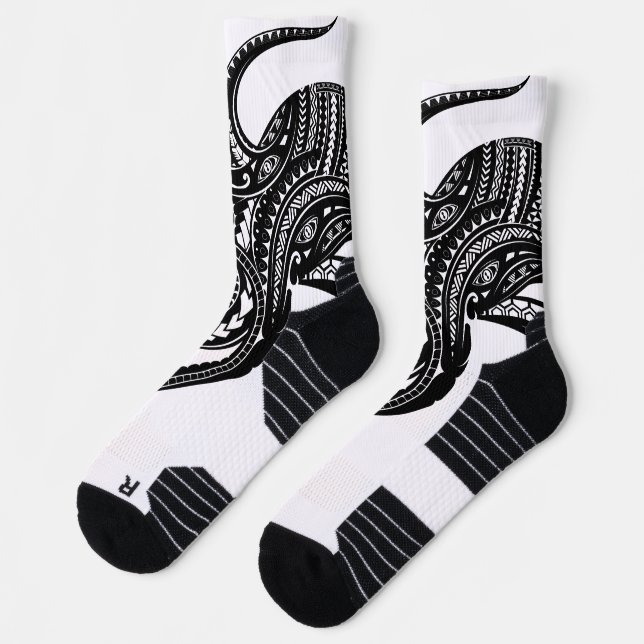 OCTOPUS POLYNESIAN TRIBAL HAWAII ISLANDS Blk Socken (Links)