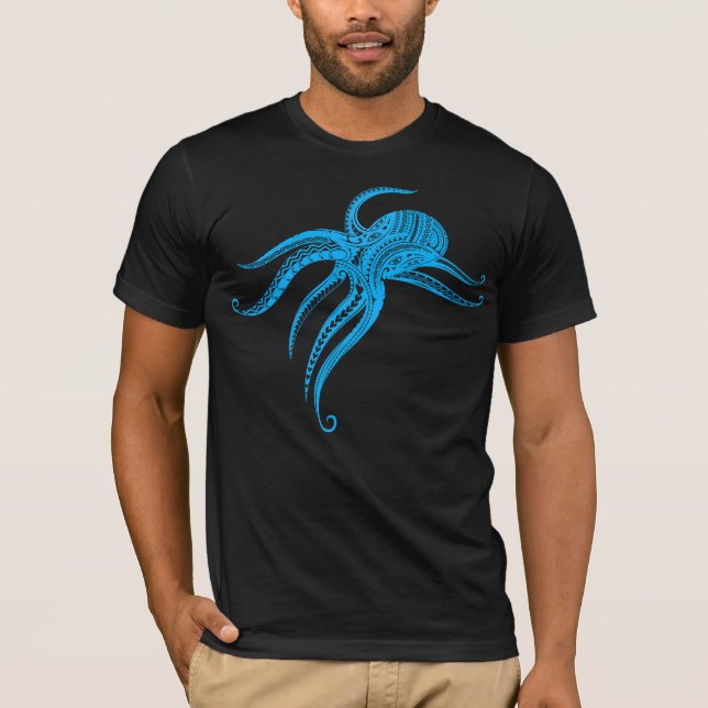 OCTOPUS POLYNESIAN TRIBAL LtBlue T-Shirt (Vorderseite)