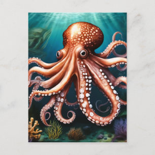 Octopus Portrait Postkarte