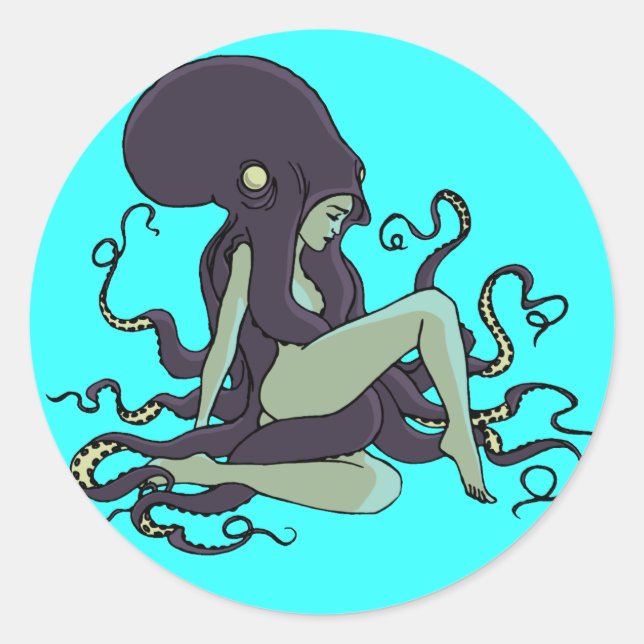 Octopus Queen Runder Aufkleber (Vorderseite)