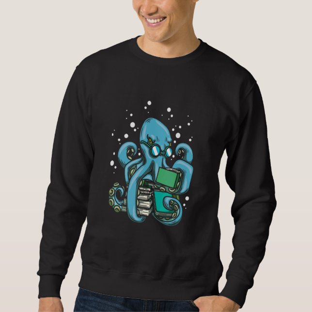 Octopus Reader Bookworm Deep Sea Kraken Literatur Sweatshirt (Vorderseite)