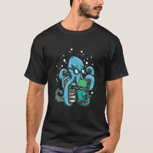 Octopus Reader Bookworm Deep Sea Kraken Literatur T-Shirt