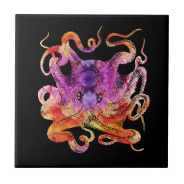 Octopus Retro Gefärbte Krawatte Farbiger Regenboge Fliese