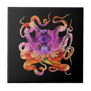 Octopus Retro Gefärbte Krawatte Farbiger Regenboge Fliese