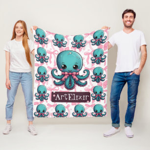 Octopus Ribbon Print Fleecedecke