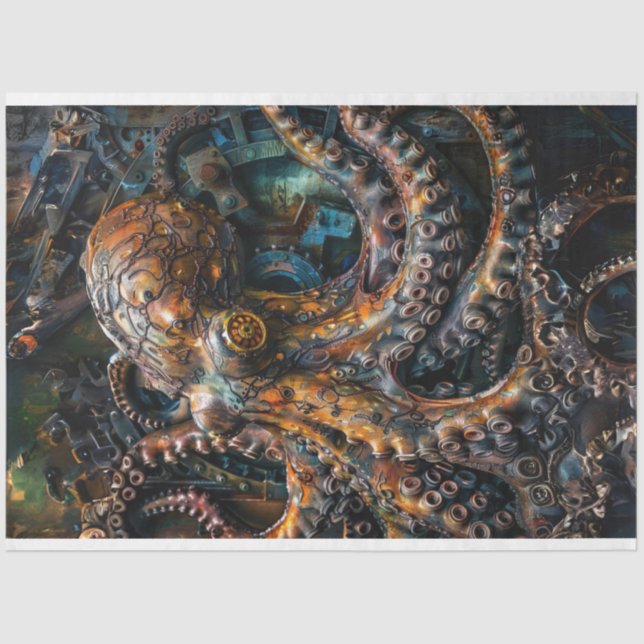 Octopus Rust Bronze Decoupage Seidenpapier (Vorderseite)