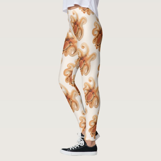 Octopus Salutii, Vintage Marine Aquatic Animals Leggings (Links)