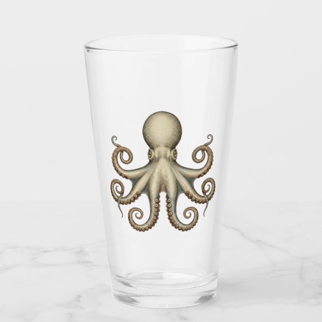 Octopus scientific diagram unique artwork retro  glas (Vorderseite)