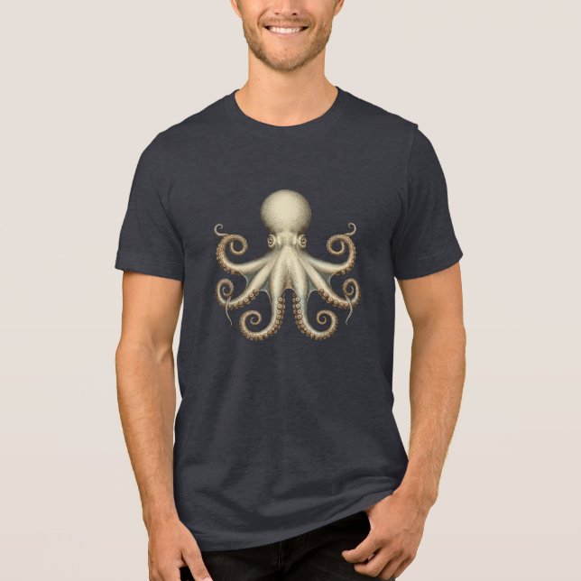 Octopus scientific diagram unique artwork retro  Tri-Blend shirt (Vorderseite)