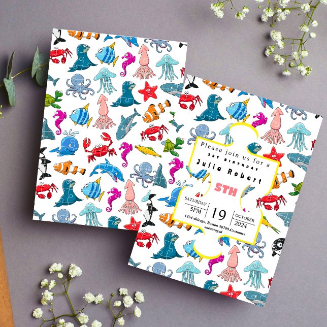 Octopus Sea Animes Aquarell Geburtstagseinladung Einladung (Von Creator hochgeladen)