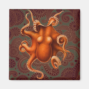 Octopus Sea Monster Kreatur Cephalapod Vintag Magnet