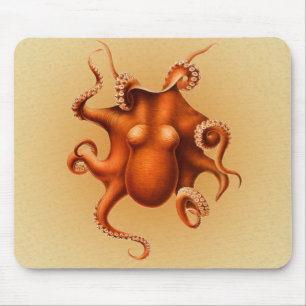 Octopus Sea Monster Kreatur Cephalapod Vintag Mousepad