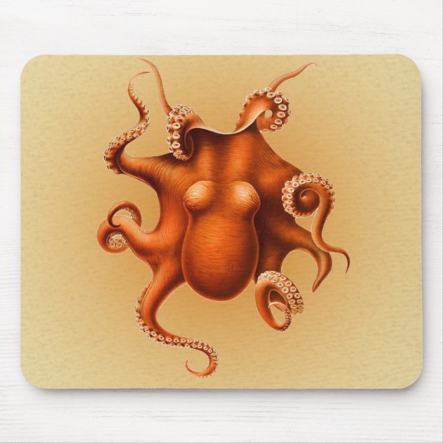 Octopus Sea Monster Kreatur Cephalapod Vintag Mousepad (Vorne)