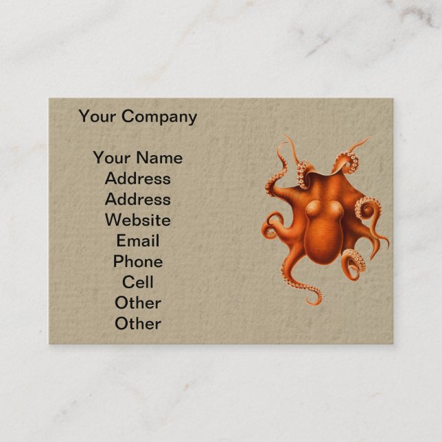 Octopus Sea Monster Kreatur Cephalapod Vintag Visitenkarte