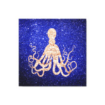 Octopus Sea Rose Gold Cobalt Blue Glitzer