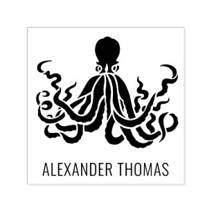 Octopus Silhouette Sea Life Name Permastempel