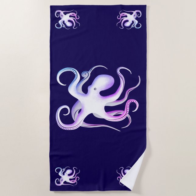 Octopus-Silhouette Strandtuch (Vorderseite)