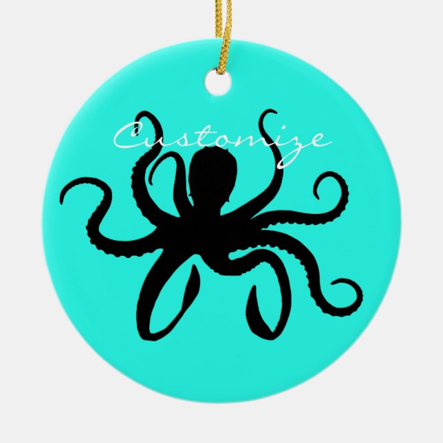Octopus Silhouette Thunder_Cove Keramik Ornament (Vorne)