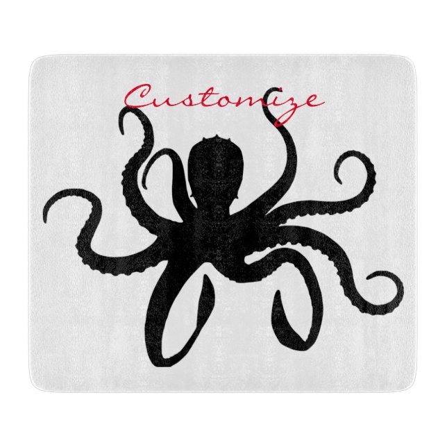 Octopus Silhouette Thunder_Cove Schneidebrett (Vorderseite)