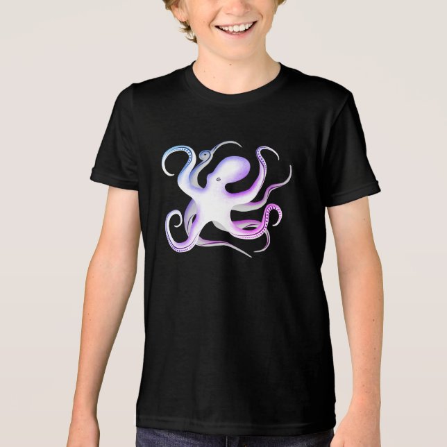 Octopus-Silhouette Tri-Blend Shirt (Vorderseite)