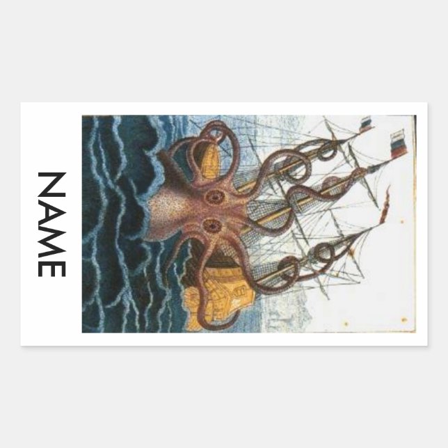 Octopus Sink Ship Buchzeichen Sticker (Vorderseite)