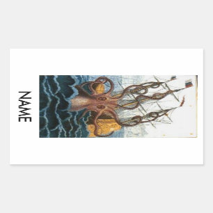Octopus Sink Ship Buchzeichen Sticker