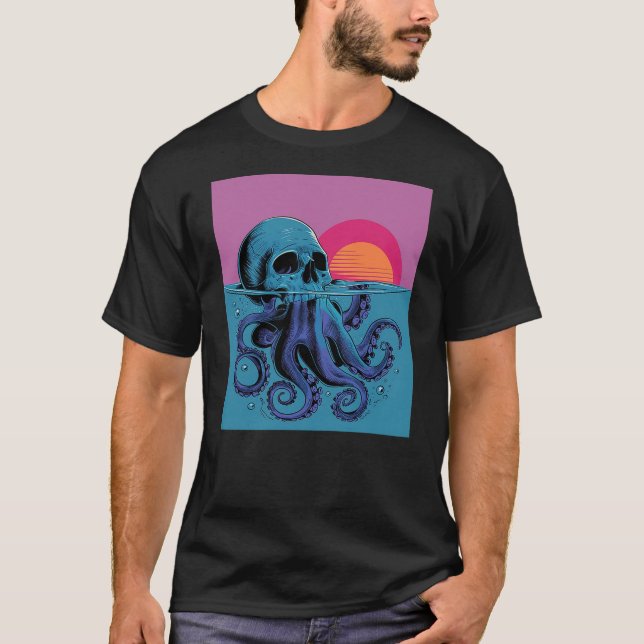 Octopus Skull Halloween Skeleton Graphic Men Women T-Shirt (Vorderseite)