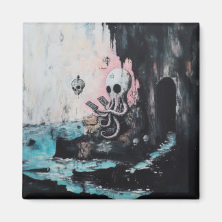 Octopus Skull Tarot Oracle Cards Hexy AI Art Magnet