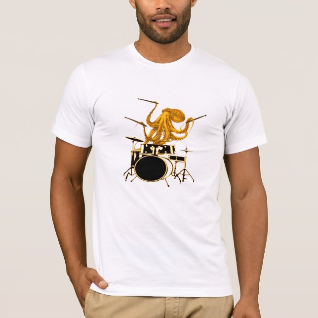 Octopus spielt Schlagzeug Drum Shirt Drum T Shirt (Vorderseite)