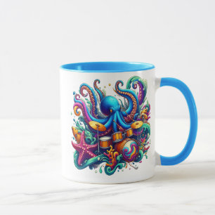 Octopus spielt Schlagzeug Percussion Sea Symphony Tasse