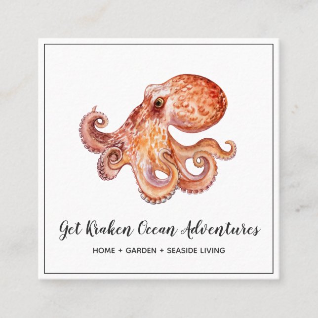 Octopus Square Business Card Quadratische Visitenkarte (Vorderseite)