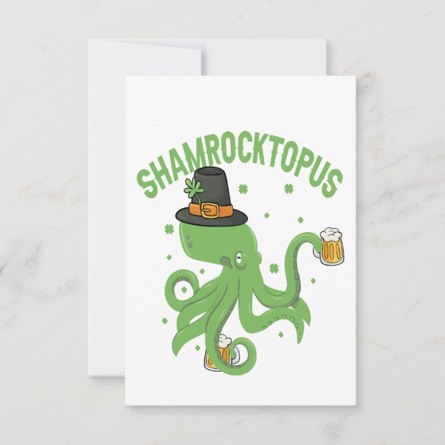 Octopus St Patricks Day Shamrocktopus Leprechaun Dankeskarte (Vorderseite)