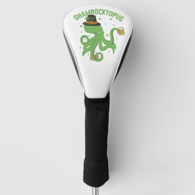 Octopus St Patricks Day Shamrocktopus Leprechaun Golf Headcover (Vorderseite)