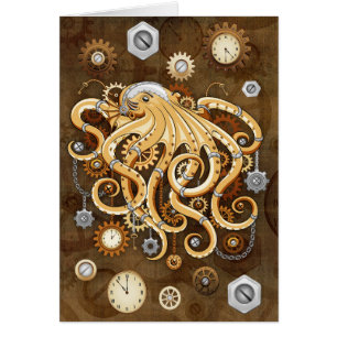 Octopus Steampunk Surreal Retro Style Machine