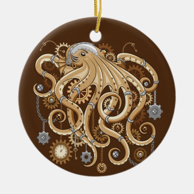 Octopus Steampunk Surreal Retro Style Machine Keramik Ornament (Vorne)