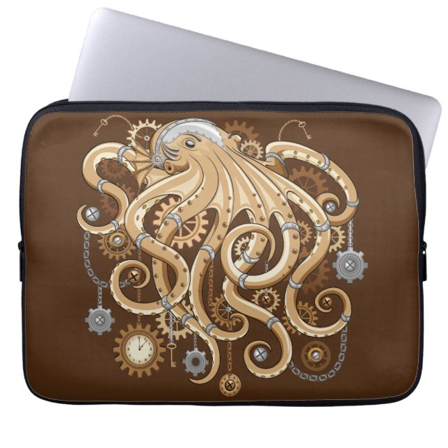 Octopus Steampunk Surreal Retro Style Machine Laptopschutzhülle (Vorderseite)