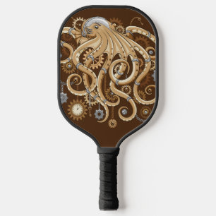 Octopus Steampunk Surreal Retro Style Machine Pickleball Schläger