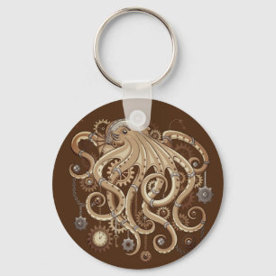 Octopus Steampunk Surreal Retro Style Machine   Schlüsselanhänger