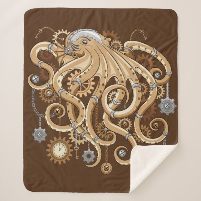 Octopus Steampunk Surreal Retro Style Machine Sherpadecke (Vorderseite)