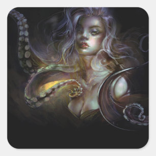 Octopus-Sticker Quadratischer Aufkleber