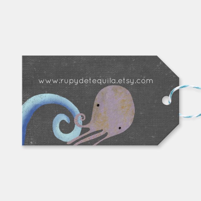 Octopus-Tags Geschenkanhänger (Vorderseite (Horizontal))