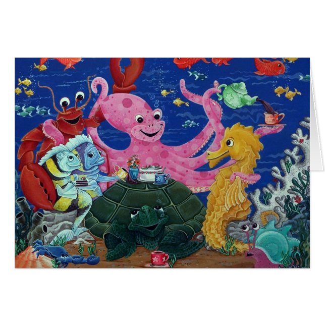 Octopus' Teaparty Card (Vorderseite (Horizontal))