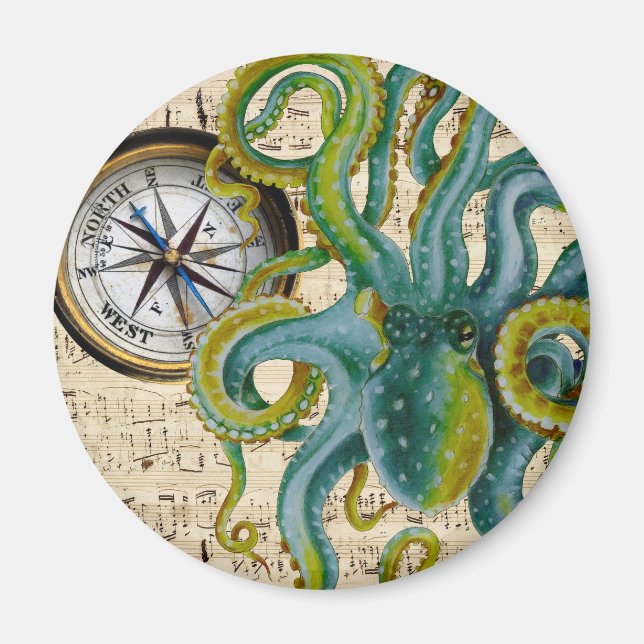 Octopus Tentacles Compass Music Magnet (Vorne)