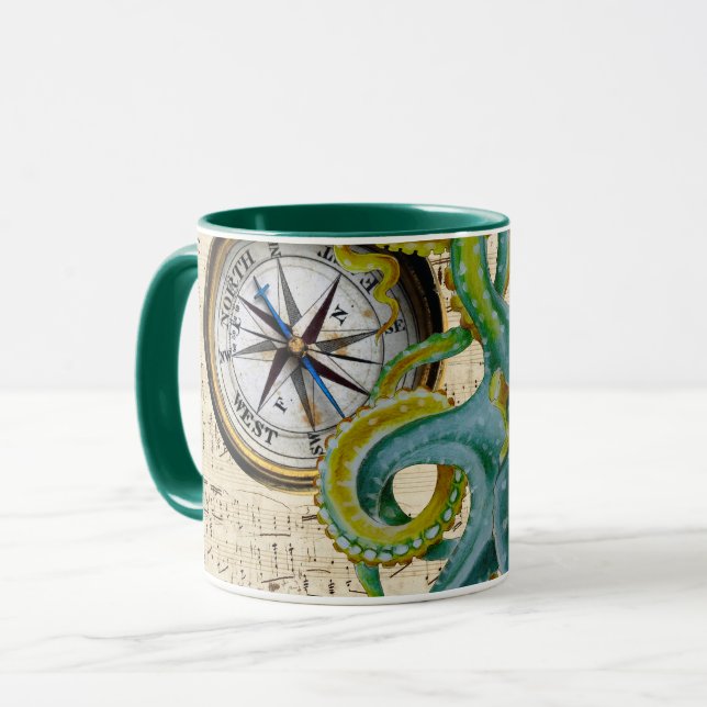Octopus Tentacles Compass Music Tasse (Vorderseite Links)