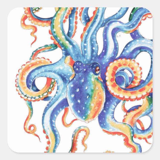 Octopus Tentacles Frische Pasta machen Quadratischer Aufkleber (Vorderseite)