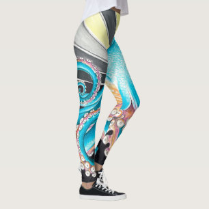 Octopus Tentacles Kraken Retro Streifen Tinte Leggings