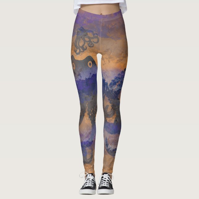 Octopus Tentacles, Orangentint, Leggings (Vorderseite)
