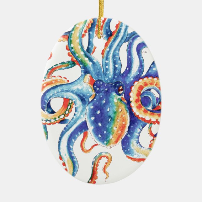 Octopus Tentacles Wasserfarbene Kunst, Dichtung un Keramik Ornament (Vorne)